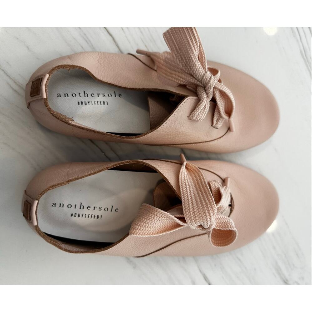 Anothersole Pink Stella Lace-Up Leather Flat US 9 NWOT Feminine and Flirty! - Picture 2 of 9